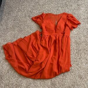 Azazie Verna Floor Length Maternity Dress in Paprika Size 10